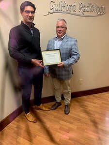 Photos of Rep. Vin Candelora and Senator Christine Cohen visiting Guilford Radiology in recognition of continued free LDCT scans for Veterans. image.